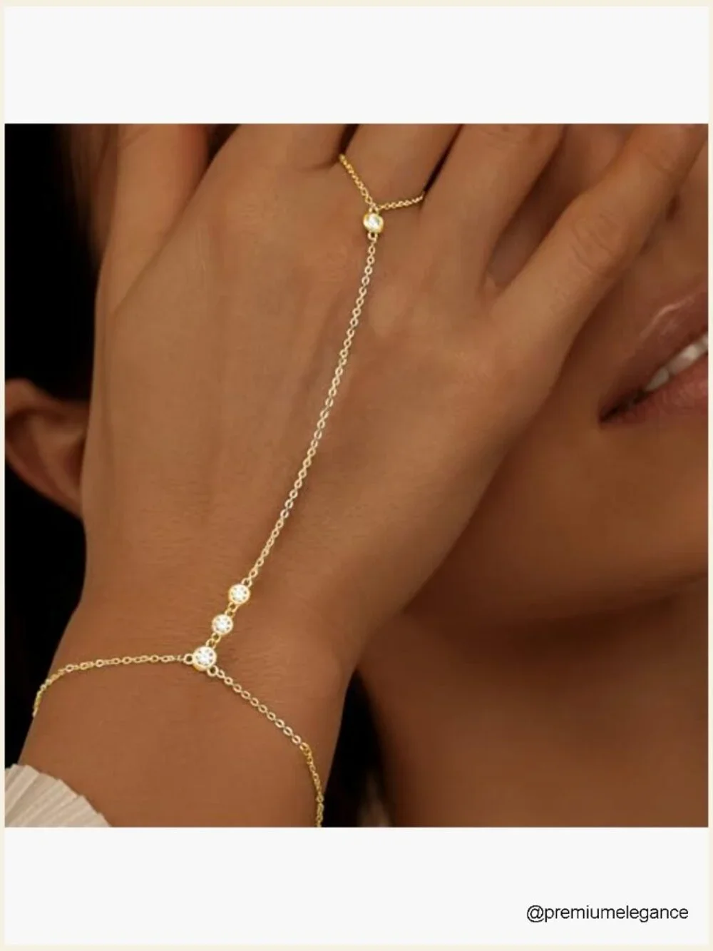 2 Pcs Gold Plated Cubic Zirconia Link Chain Bracelet Set with Adjustable